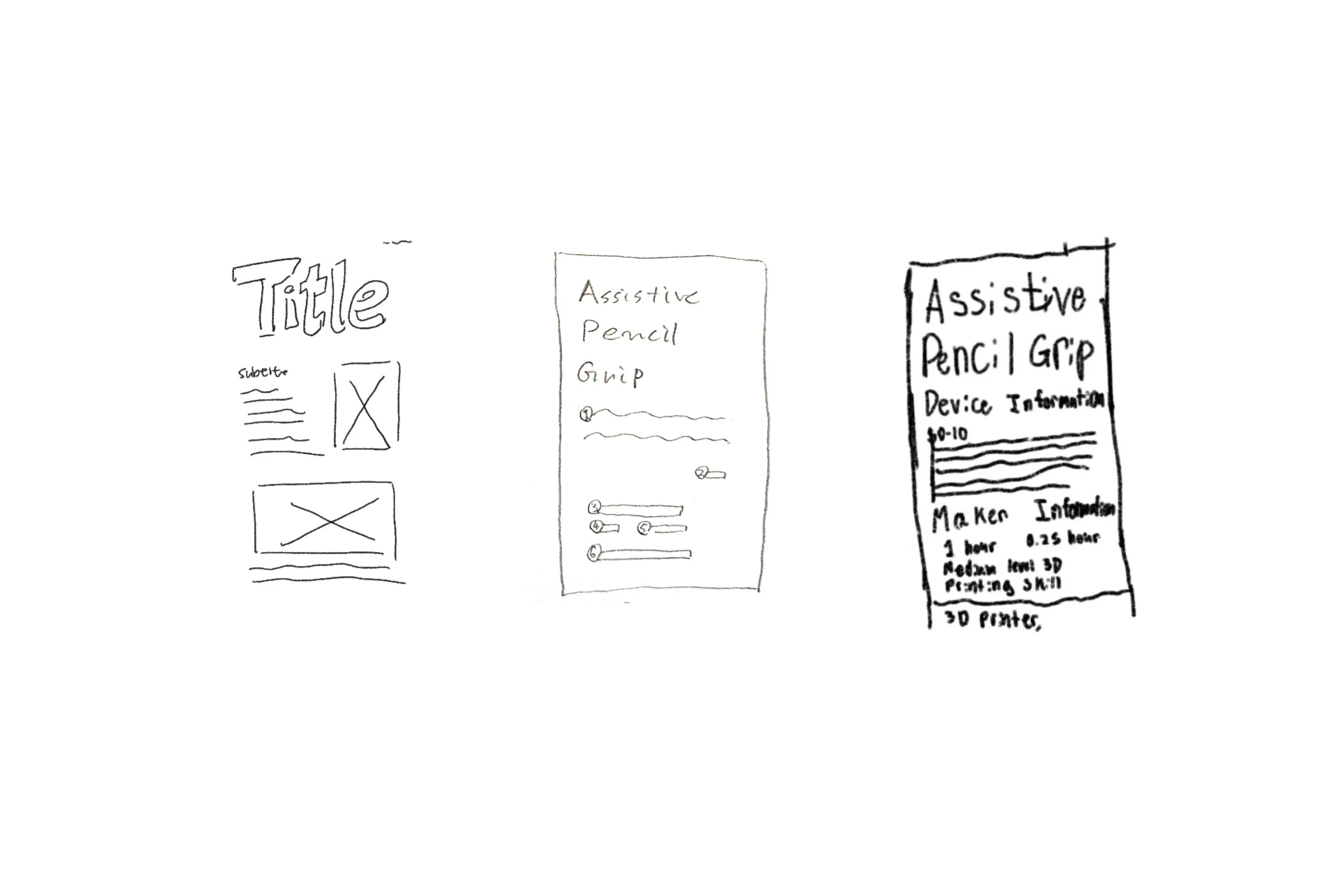 A series of sketches exploring hierarchy using scale